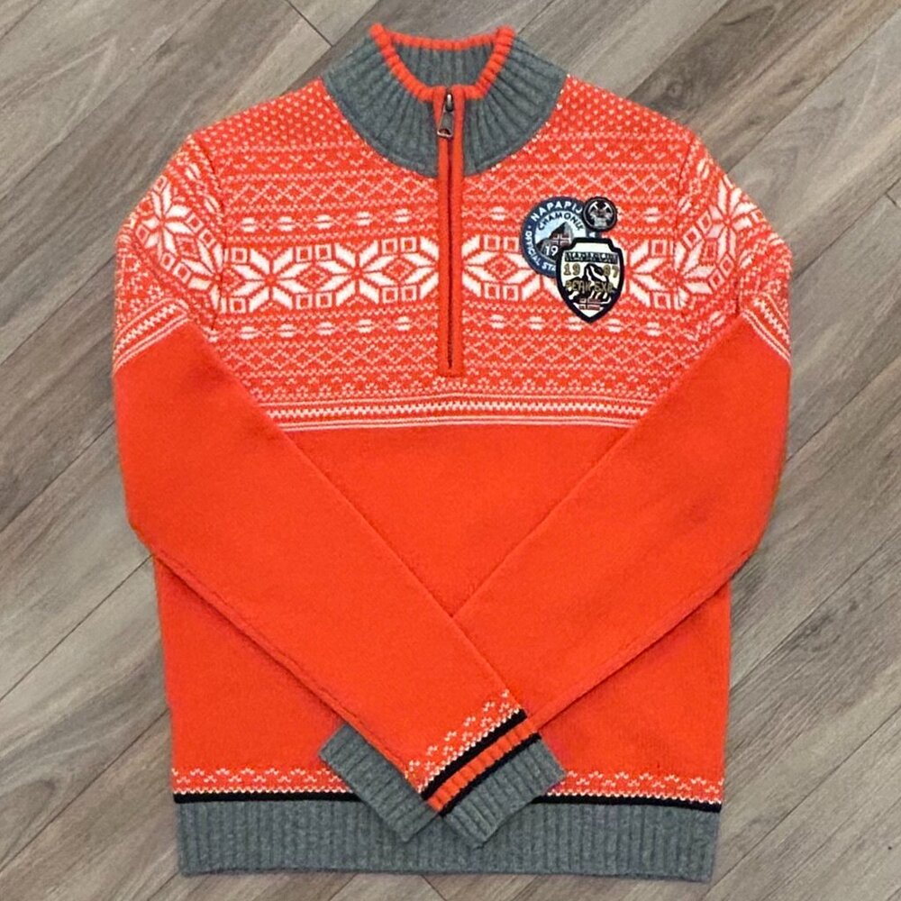 NAPAPIJRI 1/4 zip wool blend Fair Isle ski sweater (S)